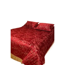 Комплект из покрывала и наволочек FA tekstil-501, покрывало 220x240 см, наволочка 50x70 см 2 шт, двуспальный, бамбук, красный