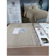 Dəst MiraNova SF-368, yastıq üzləri 50x70 sm, pike yorğanı 220x240 sm, mələfə 240x260 sm, ikinəfərlik, bej