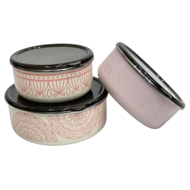 Konteyner dəsti Emaye SHA-00004770, mina, rəngbərəng, 16/18/20 sm