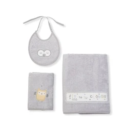 Набор банных полотенец Funnababy Owlet, хлопок, серый, 70x140/40x60 см