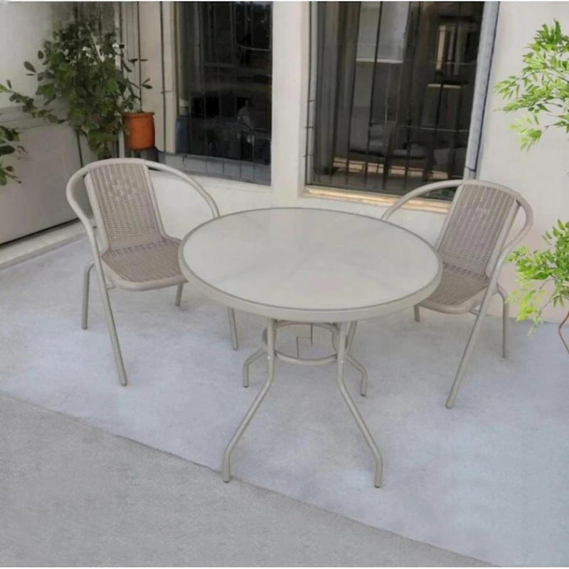 Bağ üçün mebel dəsti 17401000119, şüşə, krem, 80x80x76 sm