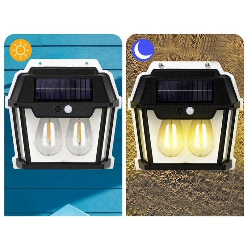 Küçə lampası HW 999-2W, günəş enerjisi ilə, qara