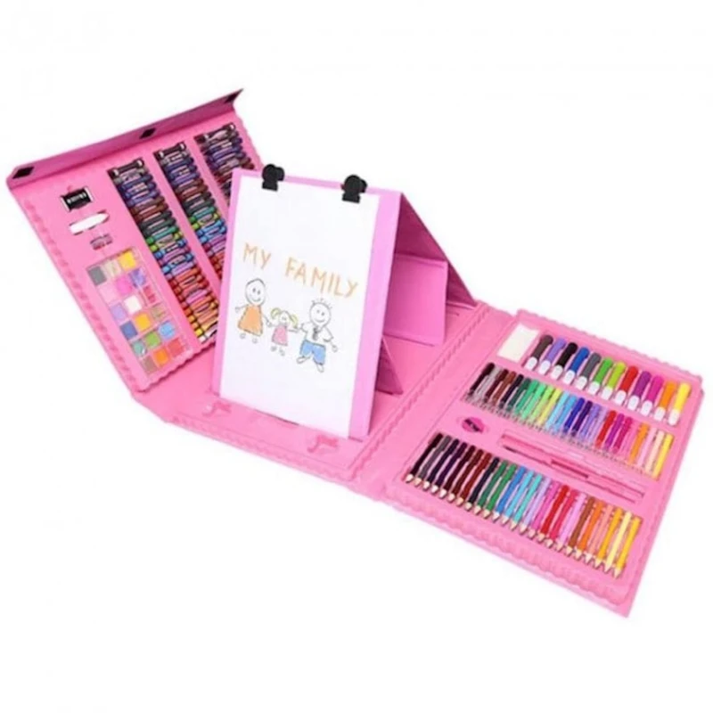 Детский художественный набор для рисования Чемодан творчества 208 предметов, розовый Детский художественный набор для рисования Чемодан творчества 208 предметов, розовый