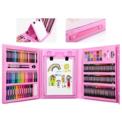 Детский художественный набор для рисования Чемодан творчества 208 предметов, розовый Детский художественный набор для рисования Чемодан творчества 208 предметов, розовый