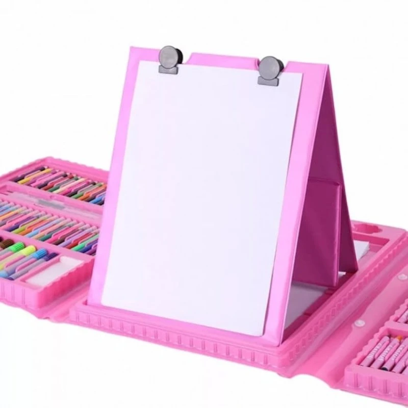 Детский художественный набор для рисования Чемодан творчества 208 предметов, розовый Детский художественный набор для рисования Чемодан творчества 208 предметов, розовый