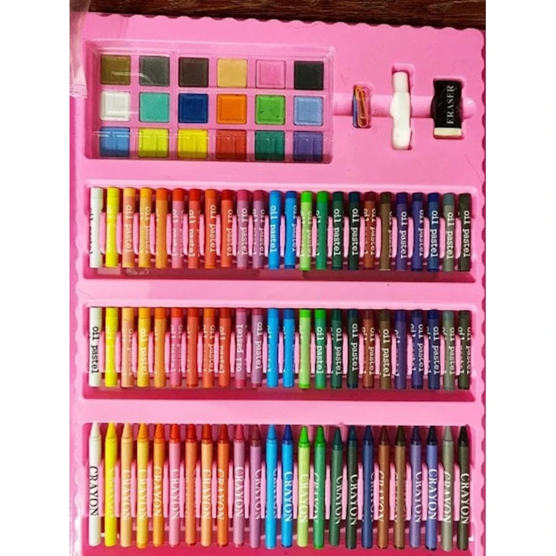 Детский художественный набор для рисования Чемодан творчества 208 предметов, розовый Детский художественный набор для рисования Чемодан творчества 208 предметов, розовый