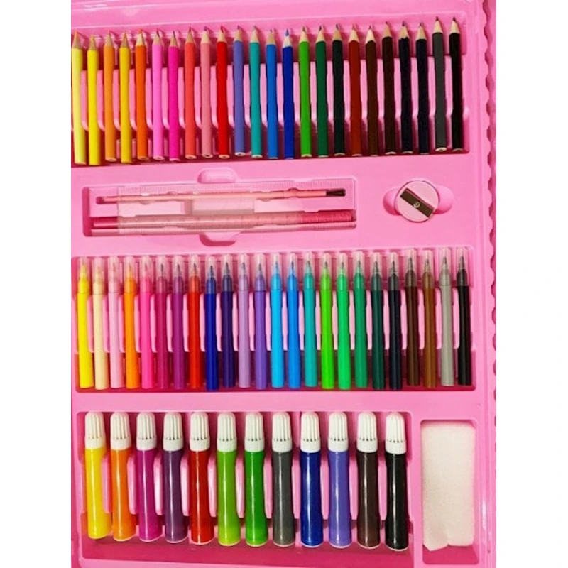 Детский художественный набор для рисования Чемодан творчества 208 предметов, розовый Детский художественный набор для рисования Чемодан творчества 208 предметов, розовый