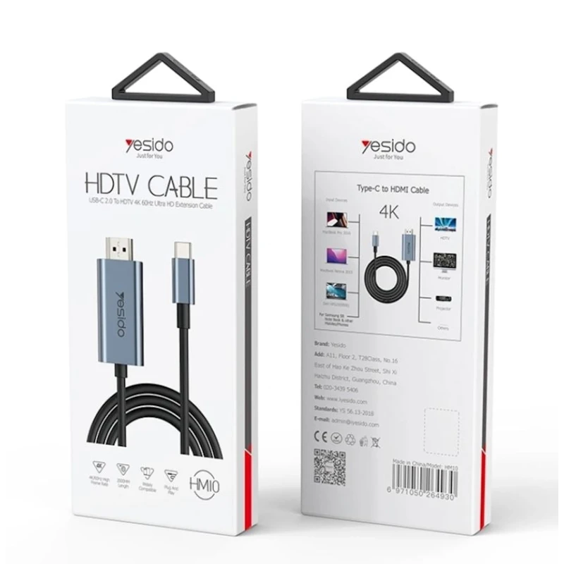 HDMI кабель Yesido HM10 USB Type-C to HDMI HD, 2 m