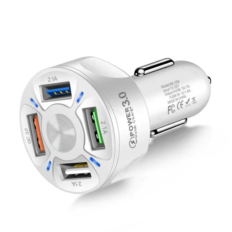 Avtomobil enerji toplama cihazı 4 USB port ilə White