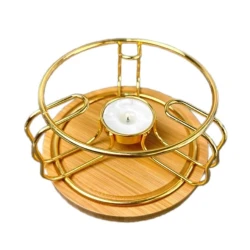 Çaynik üçün altlıq, 17x7 sm, taxta/metal, qızılı Çaynik üçün altlıq, 17x7 sm, taxta/metal, qızılı