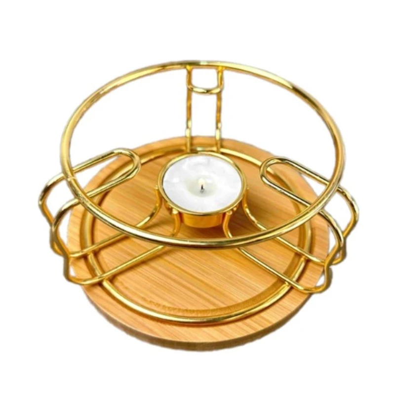 Çaynik üçün altlıq, 17x7 sm, taxta/metal, qızılı