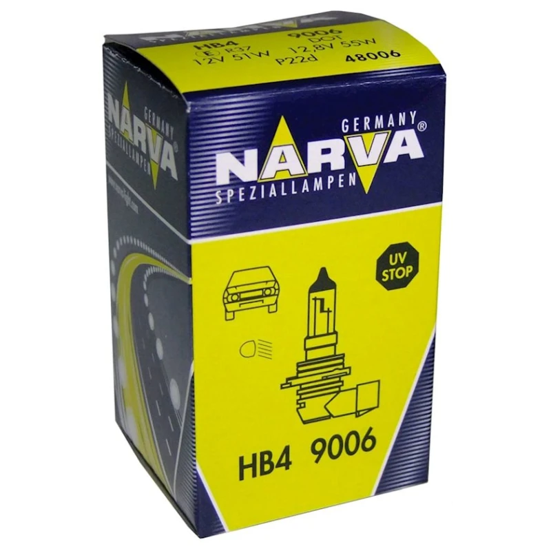 Avtomobil faraları üçün halogen lampa Narva 48006 HB4 9005, 12V, 51W