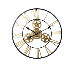 Настенные часы, металл, черные/золотистые, 50 см