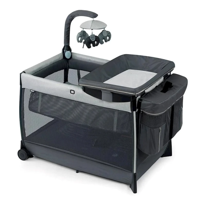 Детский манеж Chicco Lullaby Zip Driftwood, серый/черный Детский манеж Chicco Lullaby Zip Driftwood, серый/черный