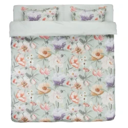 Комплект постельного белья JYSK Erna, пододеяльник 200x220 см, простыня 240x260 см, наволочки 50x70/75 см, евро, хлопок/сатин, зеленый