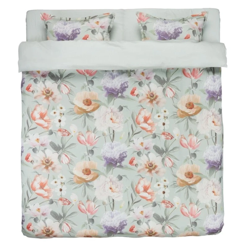 Комплект постельного белья JYSK Erna, пододеяльник 200x220 см, простыня 240x260 см, наволочки 50x70/75 см, евро, хлопок/сатин, зеленый