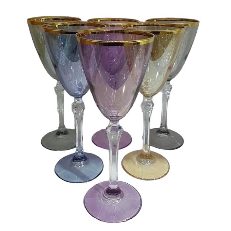 Набор бокалов для вина SY-987, стекло, разноцветные, 6 шт Набор бокалов для вина SY-987, стекло, разноцветные, 6 шт