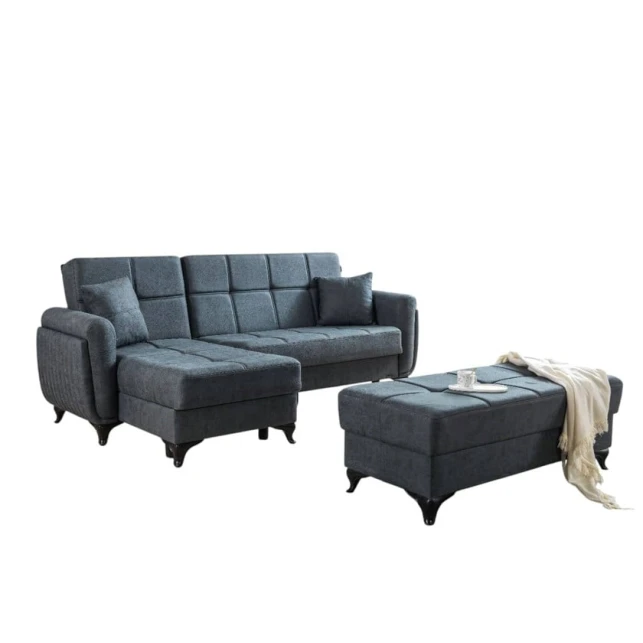 Угловой диван Damla Bella, с базой, раскладной, с пуфиком, 2300x1300 мм