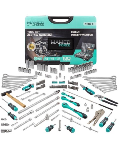 Alətlər dəsti MAMEDFORCE MF-41802-5, 180 hissə, 1/4
