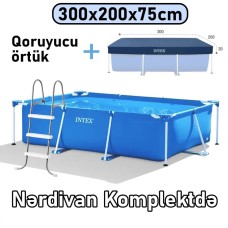 Hovuz Intex 3834TX28272NC, karkas, həcm 3834 l, mavi, 300x200x75 sm, düzbucaq - 3834TX28272NC