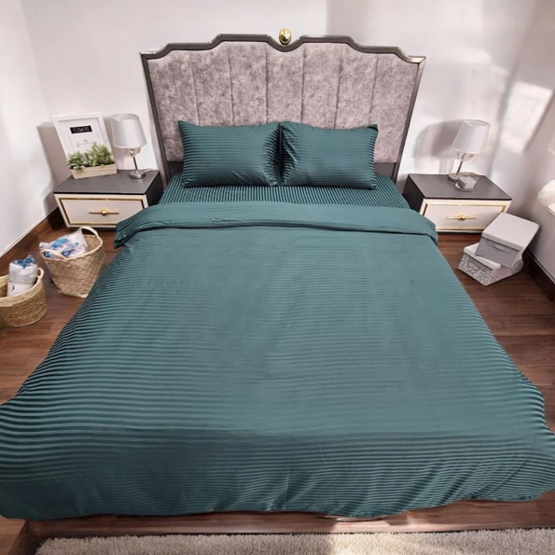 Yataq dəsti Luxe Cotton Lu-xe-000220, yorğan üzü 200x220 sm, mələfə 230x240 sm, yastıq üzləri 2 əd x 50x70 sm, ikinəfərlik, pambıq, yaşıl