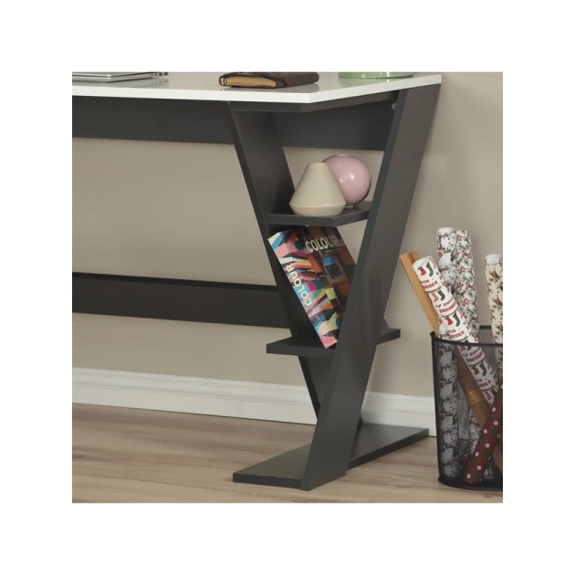 Компьютерный стол Art_Komp_Masası 23, белый/антрацит, 140x60x75 см