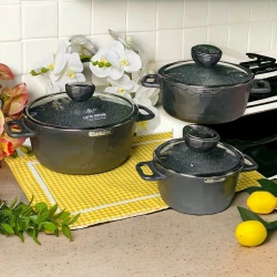 Набор кастрюль Life Smile LF-FY-009, черный, 3 предмета