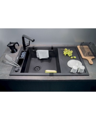 Mətbəx çanağı Deante Magnetic ZRM_G113, qranit, qara, 82x50x21.9 sm