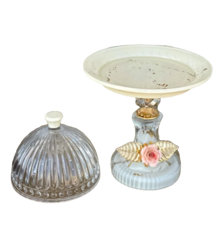 Подставка для пирожных Mondo Villary 20х30 см, стекло, бежевый/золотой