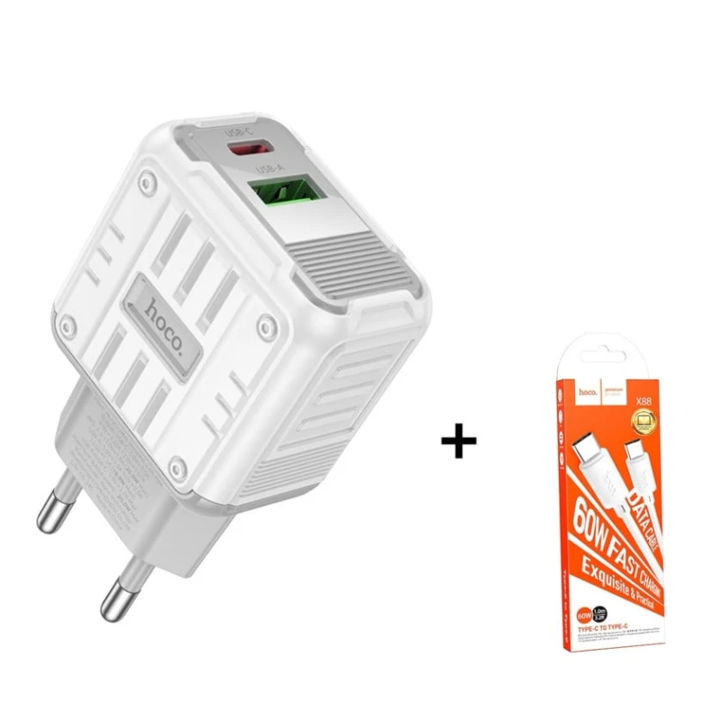 Enerji toplama cihazı Hoco C135a White və hədiyyə Hoco X88 cable Type-C To Type-C