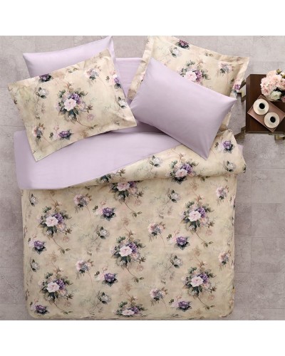 Yataq dəsti Tivolyo Home Belissa, satin, ikinəfərlik, bej/bənövşəyi