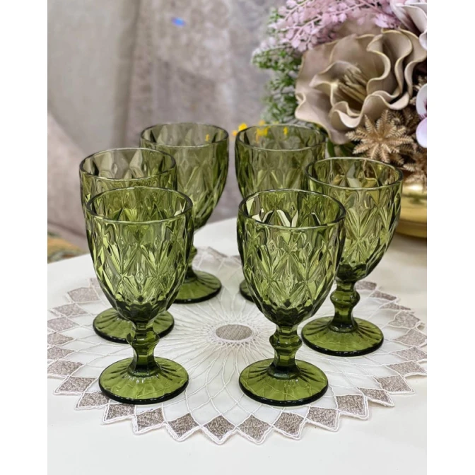 Набор (6 бокалов+6 рюмок), стекло, зеленый, 330 мл, 12 шт
