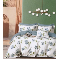 Комплект постельного белья MiraNova SF-732, пододеяльник 200x220 см, простыня 250x250 см, наволочка 50x70 см, двуспальный, хлопок, белый/синий