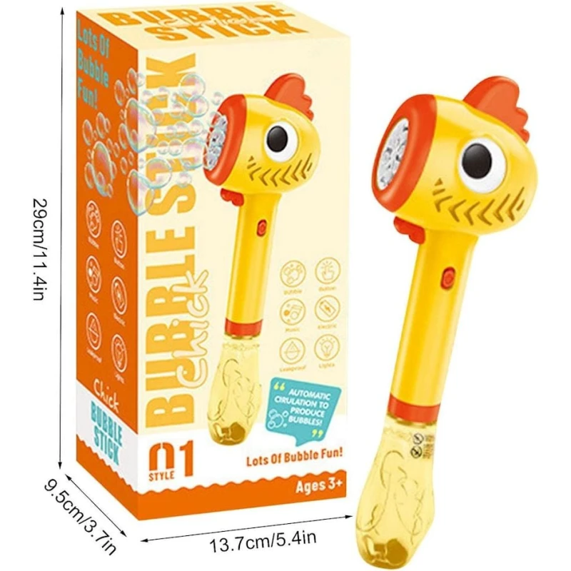 Sabun köpükləri buraxan Bubbles stick, xoruz, işıq və səs effektləri ilə, narıncı