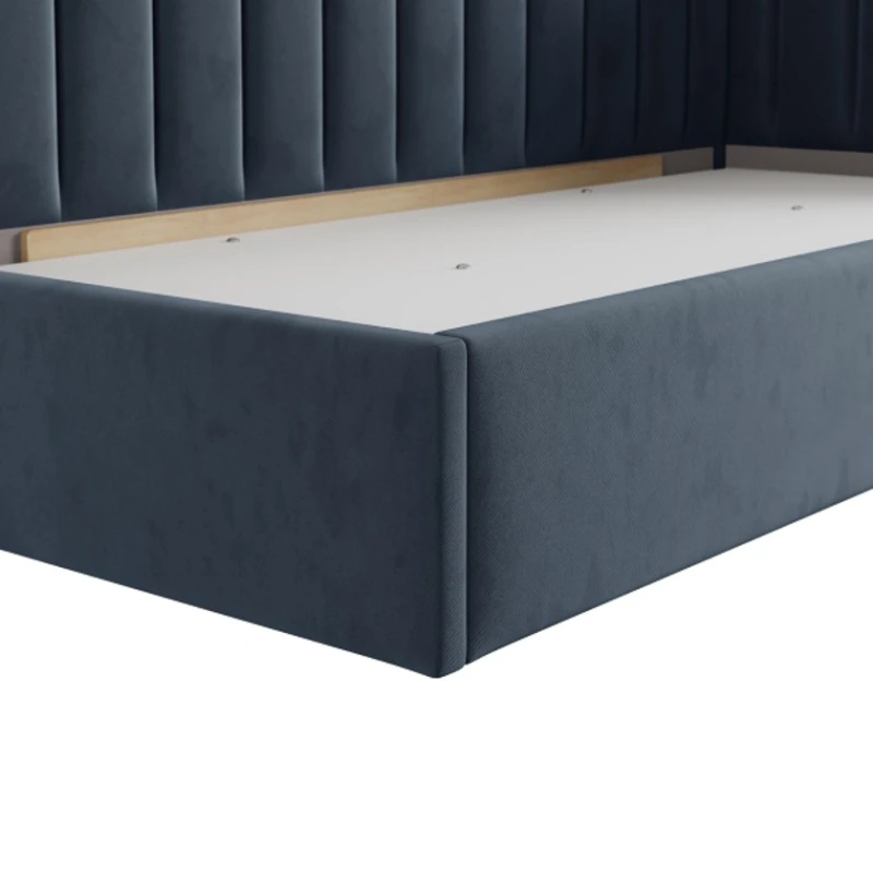 Tək nəfərlik çarpayı Art_tek_yataq (120) 57, laminat/parça, göy, 200x85x120 sm