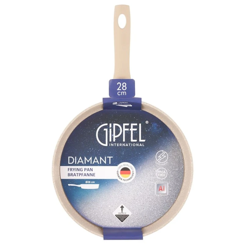 Сковородка Gipfel Diamant 52039, 28 см, алюминий, бежевый Сковородка Gipfel Diamant 52039, 28 см, алюминий, бежевый