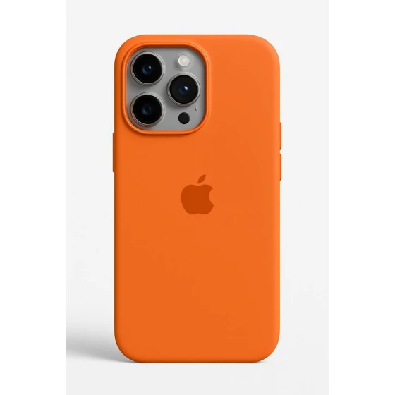 Telefon üçün çexol Apple 15 Pro Orange Silicone