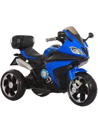 Uşaq elektrik motosikli Zies CN.M-605, 2 motor, 2 saat işləmə müddəti, ksenon faraları, səs effektləri, 13.5 kq, göy