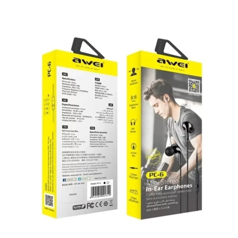 Simli qulaqlıqlar Awei PC-6 Black Simli qulaqlıqlar Awei PC-6 Black