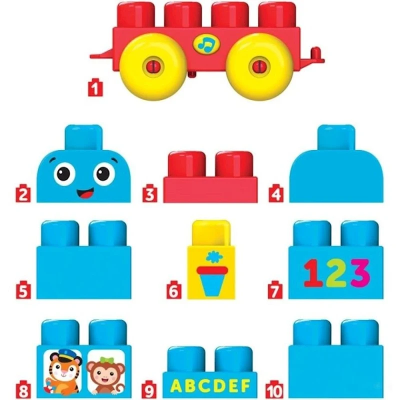 Паровозик-конструктор Азбукварик Talky Blocks кнопочка, 10 деталей