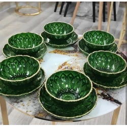 Набор мисок, стекло, зеленый, 12 предметов