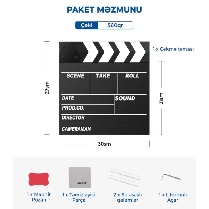 Кинохлопушка Neewer 30x27 sm Кинохлопушка Neewer 30x27 sm
