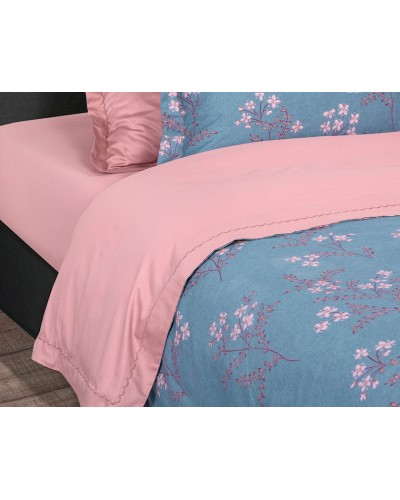 Yataq dəsti Артпостель Алонсо, yorğan üzü 200x220 sm, mələfə 220x240 sm, yastıq üzü 50x70/70x70 sm, avro, mako-satin, göy/çəhrayı