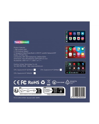Qoşma avtomobil üçün Carlinkit CPC200-TBOX LED 4/64GB