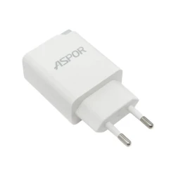 Сетевое зарядное устройство Aspor A826 USB QC3.0/Type-C PD3.0 18W, Белый (6971393456160)