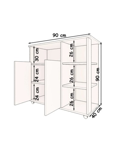 Şkaf mətbəx üçün Ev Plus Moka, LDSP, ağ, 90x40x90 sm