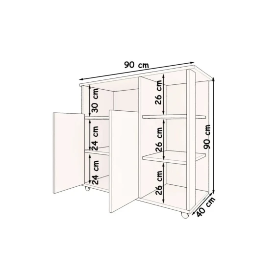 Шкаф кухонный Ev Plus Moka, ЛДСП, белый, 90х40х90 см