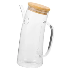 Емкость для соуса и масла Эко grimm_9815, бамбук/силикон/стекло, прозрачный/коричневый, 1 л