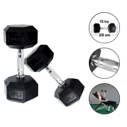 Гантели фиксированные 2061/1, 15 кг х 15 кг, черный