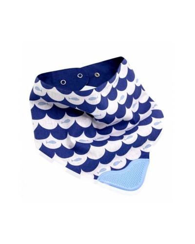 Bandana-döşlük Babyjem, balıq printi ilə, 13x30x1 sm, göy